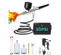 50 PSI Airbrush Kit with Air Compressor, High Pressure Portable Air Brush Gun with 0.2/0.3/0.5mm Nozzle/Cleaning Sets, Airbrush Spray Gun Set for Painting, Makeup, Cake Decor, Tattoo, Nails Art
