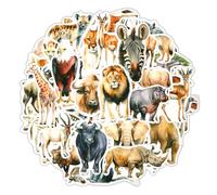50 Realistic African Wildlife Stickers - Waterproof Jungle Animal Decals Assorted Safari Zoo Stickers for Kids Water Bottle Scrapbook Notebook Laptop Party Gift Supplies