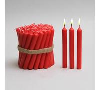 50 Red Christingle Candles 4.5" 100% Natural Baumkerzen Christingle Chime Pyramid Christmas Tree Candles - Smokeless, Dripless, Golden Flame - Household, Dinner Stick, Unscented, Christmas