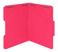 50 Red Fastener File Folders - 1/3 Cut Reinforced Assorted Tab - Durable 2 Prongs Designed to Organize Standard Medical Files, Law Client Files, Office Reports - Letter Size, Red, 50 Pack