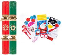 50 Red & Green Star 11" Christmas Crackers New Year Party Bulk Xmas catering