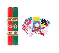 50 Red & Green Star 11" Christmas Crackers New Year Party Bulk Xmas catering