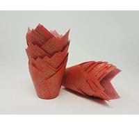 50 Red Swirl Patterned Tulip Muffin Wraps - Great for Christmas - Professional Baking