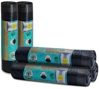 50 Refuse Sacks 50L - Strong Durable, Leak-Resistant, Recyclable Bins, Drawstring Black Rubbish Bags, Made From 100% Recycled Materials