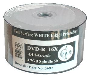 50 RiTEK OEM White Inkjet Printable DVD-R 16x 4.7GB 120 mins Blank Discs