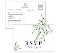 50 RSVP Postcards, Rsvp Cards for Wedding, Bridal Shower, Baby Shower, Greenery RSVP Response Cards, 4 x 6 Inches.