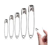 50 SAFETY PINS Assorted 5 Sizes - Small Medium Large Safety Pins For Clothes - Perfect for Arts Crafts Sewing Hemming Dressmaking Sewing Textile Fabric Baby Clothing - Strong Nickel Plated Craft Pins