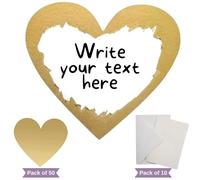 50 Scratch Off Heart Stickers - DYI Scratch Off Labels, self-Adhesive Peel and Stick for Cards scrapbooks Games Party Gift Postcard - Gold - 10 A6 Cards and envelopes Set Included - 8 x 7cm