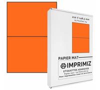 50 Self-Adhesive Fluorescent Orange Labels 148,5 x 210 mm - 2 Labels per Sheet - 25 Sheets of Adhesive A4 Coloured Paper - for Inkjet and Laser Printing