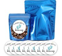 50 Set A Baby Is Brewing Coffee Favor Bag, Coffee Baby Shower Favor Bags, Stand up Zip Pouches Treat Bags for Gender Reveal, Donuts Goodie Candy Gifts Supplies, Baby Shower Decorations (blue)