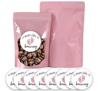 50 Set A Baby Is Brewing Coffee Favor Bag, Coffee Baby Shower Favor Bags, Stand up Zip Pouches Treat Bags for Gender Reveal, Donuts Goodie Candy Gifts Supplies, Baby Shower Decorations (pink)