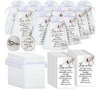 50 Set Cardinal Memorial Coins Angel Sign Gifts Set Include Cardinal Funeral Pocket Token Memorial Sign Poem Cards and White Organza Bags for Angel Charms Wedding Funeral Memory Presents Family
