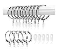 50 Set Curtain Rings and Hooks, 30mm Metal Drapery Curtain Rings Hanging Rings & 50pcs Curtain Hooks Plastic White for Curtains and Rods, Drape Sliding Eyelet Rings