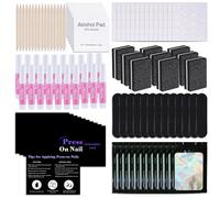 50 Set Disposable Nail Supplies Kits,Professional Manicure Press On Nail Tool Kit With Nail File ,Nail Buffer,Adhesive Tabs,Nail Glue,Sticks, Prep Pads,Bags,Instruction Cards for Nail Business(Black)