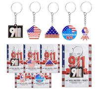 50 Set Never Forget 9/11 Memorial Keychain Souvenirs Gifts for Memorial Day Supplies USA Flag Key Ring Patriot Day Key Chain Patriotic Holidays & Events Party Favors