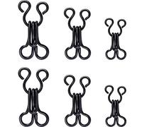 50 Set Sewing Hooks and Eyes Closure for Bra and Clothing, 3 Sizes (Black)