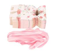 50 Set Wedding Favor Boxes, Floral Retro Paper Candy Boxes with Rope, Easy Assemble DIY Gift Boxes for Party Favors, Small Gift Packaging for Weddings Baby Showers (Pink HM2251304)