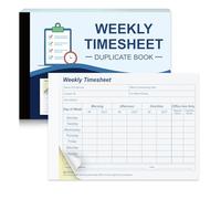 50 Set Weekly Timesheet Duplicate Book 2 Part A5 Carbonless Employee Timesheet Pad NCR Daily Time Work Record Duplicate Book for Small Businesses Trades Freelancers