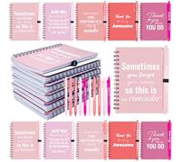 50 Sets/100 Pcs Employee Appreciation Gifts Bulk - Inspirational Notebooks with Motivational Pens, Small Notepads for Coworkers, Office Staff, Team, Volunteer, Nurse, Teachers, Housekeeping (Pink)