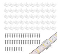 50 Sets 12mm Heightened Single LED Strip Clips and Screws3.5 * 15mm,LED Strip Fix Clips Holder Connector,Waterproof Mounting Clamps Holder,Fit 11mm to 13mm Silicone Lighting Fixer