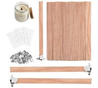 50 Sets 13cm Candle Wicks Bark Wicks for Making Candles Natural Smokeless Wood Candle Wick with Iron Stand Sustainer for DIY Handmade Bedroom and Living Room Candles Making Craft