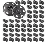50 Sets 19mm Sew On Snaps for Clothing, Zinc Alloy Metal Snap Fasteners, Black Sewing Snaps for Fabric, Durable Replacement Buttons for Jackets Coats