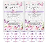 50 Sets Baby Shower Party Favors for Guests Butterfly Bracelets Adjustable Wish Bracelets with Butterfly Charm a Message from the Bump Card Baby Shower Return Gift for Gender Reveal (Purple)