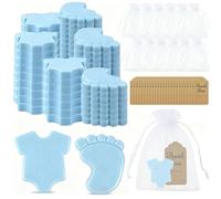50 Sets Baby Shower Soap Favors Guests Mini Footprint Handmade Scented Soaps with Thank You Tags Organza Bags for Shower Gender Reveal Party