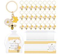 50 Sets Bee Keyrings Small Thank You Gifts for Colleagues, Thank You Keyrings Multipack Bee Keychains with Thank You Cards Organza Bags, Colleague Appreciation Gifts for Women Nurses Volunteer