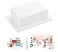 50 Sets Blank Cards with Envelopes, Blank Watercolor Cards, 350gsm DIY Greeting Card, Foldable White Card with Envelopes & Color Round Stickers, Cards to Paint or Print for Birthdays, Christmas