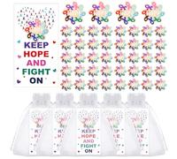 50 Sets Cancer Awareness Pins Bulk Colorful Ribbon Hope Lapel Brooch Badge Pin with Inspirational Cards Organza Bags All Cancer Prevention Month Items for Fighters Survivors Clothes Backpack Decor
