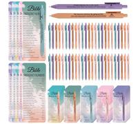 50 Sets Christian Gift Bulk Bible Verse Prayer Bookmarks Bible Verse Pens Emergency Numbers Bookmarks Religious Gift Inspirational Scripture Gifts Bible Verses Bookmark for Christian Party Favors