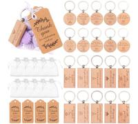 50 Sets Christian Gifts Set Wooden Bible Verse Keychain with Thank You Cards & Organza Bags Christian Inspirational Scripture Keychain Bulk for Men Women Office School Church Supplies Easter