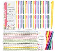 50 Sets Flower Baby Shower Pens with Babys in Bloom Greeting Cards