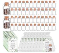 50 Sets Funeral Favours for Guests-50 Memorial Cards 50 Glass Bottles with Cork 50 Organza Bags Funeral Keepsakes for Loss of Loved One Celebration of Life Decorations Memorial Service, No Seed