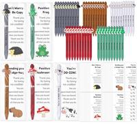 50 Sets Inspirational Animal Pens Bulk Employee Appreciation Gifts Emotional Support Gift Pens Positive Card Motivational Pen Christmas Thank You Gifts for Coworkers Staff Teacher Nurse Team Office