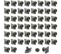 50 Sets Leather Rivets,Black Square Pyramid Rivet Studs for Clothes 10MM Double Cap Rivet for Leather/Craft/Bag