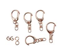 50 Sets Lobster Clasp Set,Keychain Kit with Open Jump Ring,Keychain Clip,Rose Gold Swivel Lanyard Snap Hook,DIY Crafts Key Chain Bulk ET1835