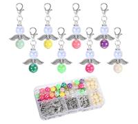 50 sets of guardian angel pendants, 400 pieces, guardian angel key rings, make yourself for people who love crafts and want to make DIY gifts, Breit, Metal, Created Pearl