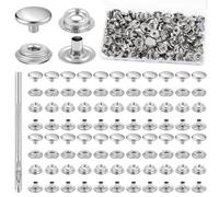 50 Sets Press Studs Snap Fasteners, 15mm Heavy Duty Canvas Snap Button Metal Snaps Buttons Press Studs with 1PCS Setting Tool for Clothing Leather Boat Cover Fabric