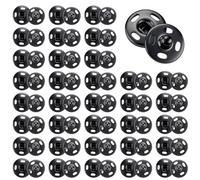 50 Sets Sew On Snaps Buttons 8mm Sewing Snaps Metal Snap Fasteners Press Studs Buttons for Sewing Clothing Fabric, Black