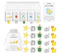 50 Sets Thank You Gift Mixed Animal Inspirational Gift Bulk for Colleagues with Pun Inspirational Greeting Cards Resin Duck Turtle Figures Employee Appreciation Gifts for Coworkers Staff Teacher Team