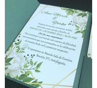 50 Sets Tri Fold Pocket Wedding Invitation Card Customized Print Engagement XV Birthday Baptism Invitations For Wedding Engagement Anniversary(Red)(Light Pink)