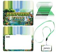 50 Sets VBS 2026 Name Tags with Activity Rope Rainforest Falls Name Badges Christian Religious Theme Label with Lanyards for Church Summer Camp Vacation Bible School Supplies Group Activities