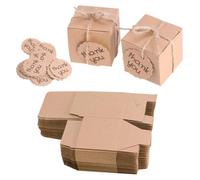 50 Sets Wedding Favor Boxes Kraft Paper Candy Box with Tags | Khaki Finish, for Candy and Small Jewelry, Party and Christmas Use, DIY Thank-you Card Packaging