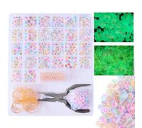 50 Sets Wine Glass Charms with 520pcs Glow Letter Beads ,100pcs of Heart , Stars, Moon, Flowers, 50 Wine Charm Rings, 100 Golden Beads and Tweezers .Drink Identifier Charms or Glass Markers Tags