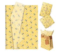 50 Sheet Bee Tissue Paper, Cute Honeybee Daisy Gift Wrapping Paper, 14 x 20 Inch Yellow Bee Flower Packing Tissue for Birthday, Baby Shower, Wedding, Holiday, Craft, Gift Decor, Party Confetti