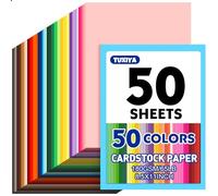 50 Sheets 8.5" X 11" Colored Cardstock, 50 Assorted Colors Construction Paper Card Stock Printer Paper for Printing, Card Making, DIY Crafts, Kids School Supplies,Party Decorations (180 GSM)