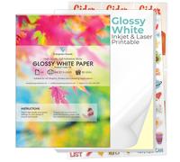 50 Sheets A4 Glossy White Sticker Paper - Inkjet & Laser Printable | Make Your Own Stickers, Arts & Craft, Cutter Compatible for Cricut, Strong Sticky