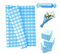 50 Sheets Blue Gingham Tissue Paper for Gift Wrapping, 35x50cm Tissue Paper Bulk for Gift Bags, Gift Packing Paper Wrapping Paper Sheets for Crafts DIY Art Wedding Birthday Baby Shower Party Favor